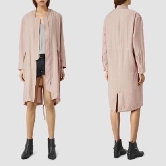AllSaints Elio Bomber Parka Long Utility Cargo Duster Coat Size 6 - Picture 13 of 15
